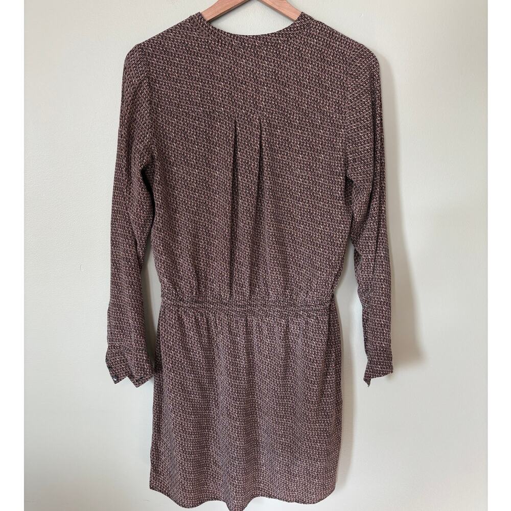 Vince 100% Silk Printed Shirt Mini Dress Long Sleeve Size 6 - Picture 4 of 7